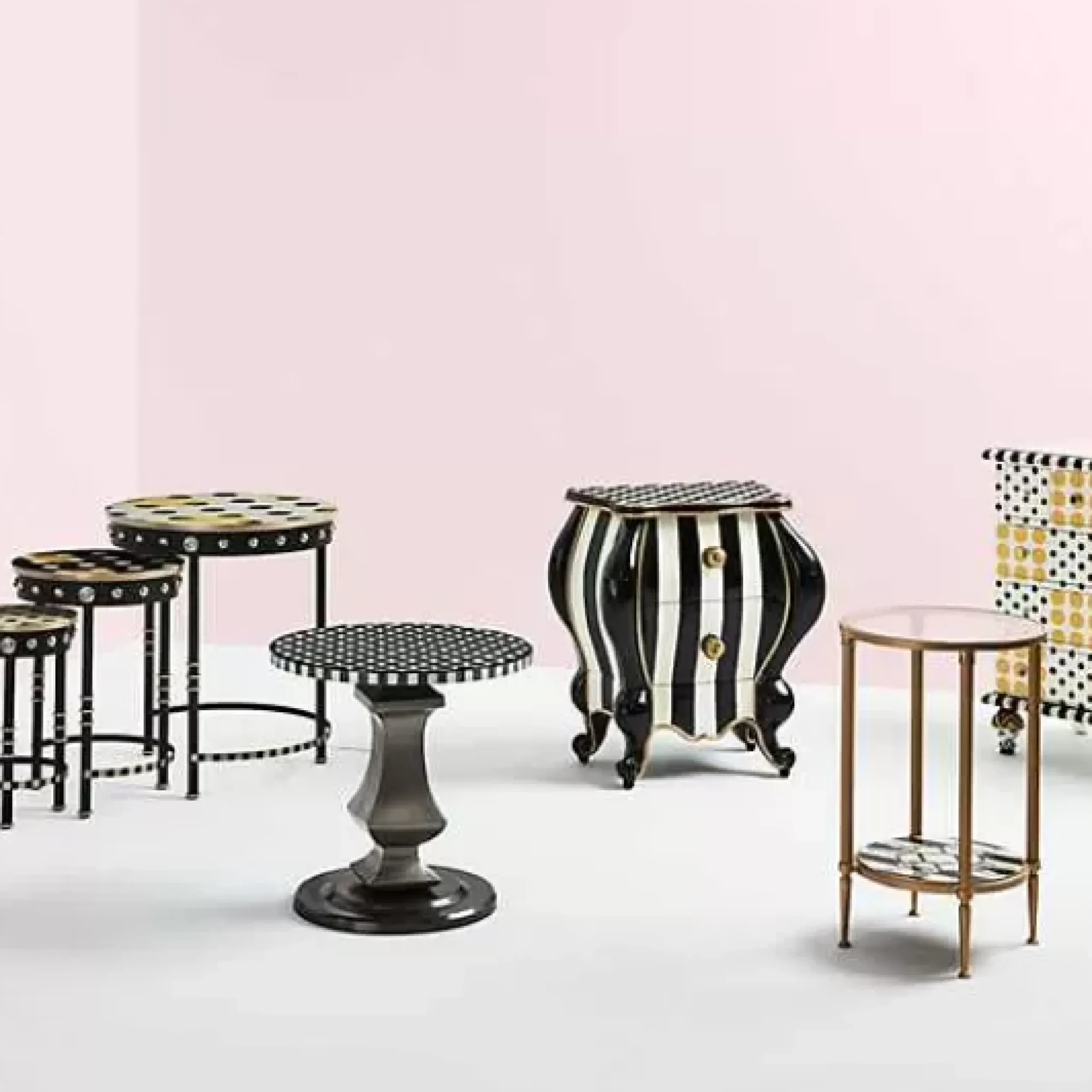 MacKenzie-Childs Pretty As A Bow Accent Table< Living Room