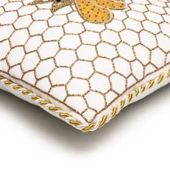 MacKenzie-Childs Queen Bee Ivory Throw Pillow< Spring|Pillows, Throws, & Cushions