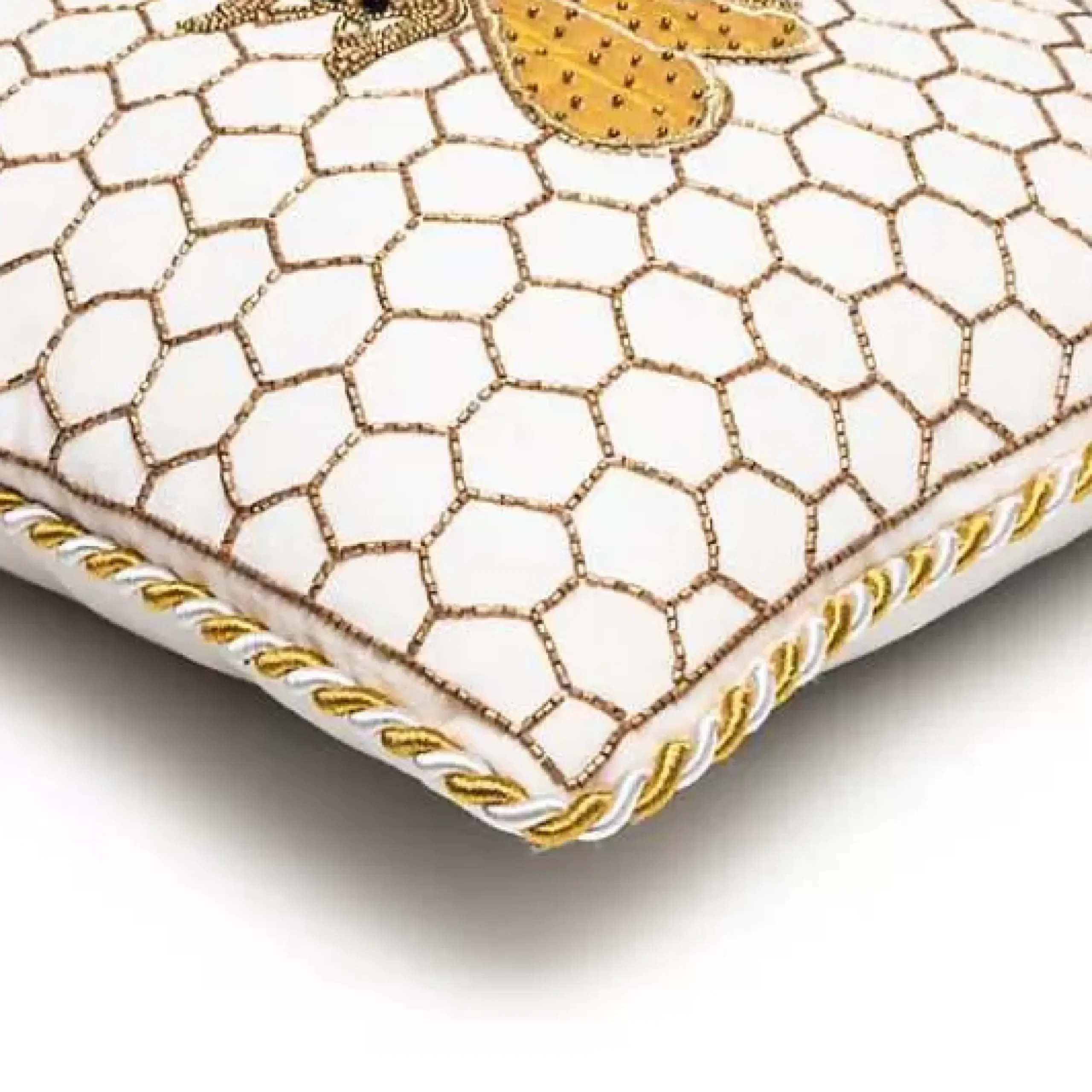 MacKenzie-Childs Queen Bee Ivory Throw Pillow< Spring|Pillows, Throws, & Cushions