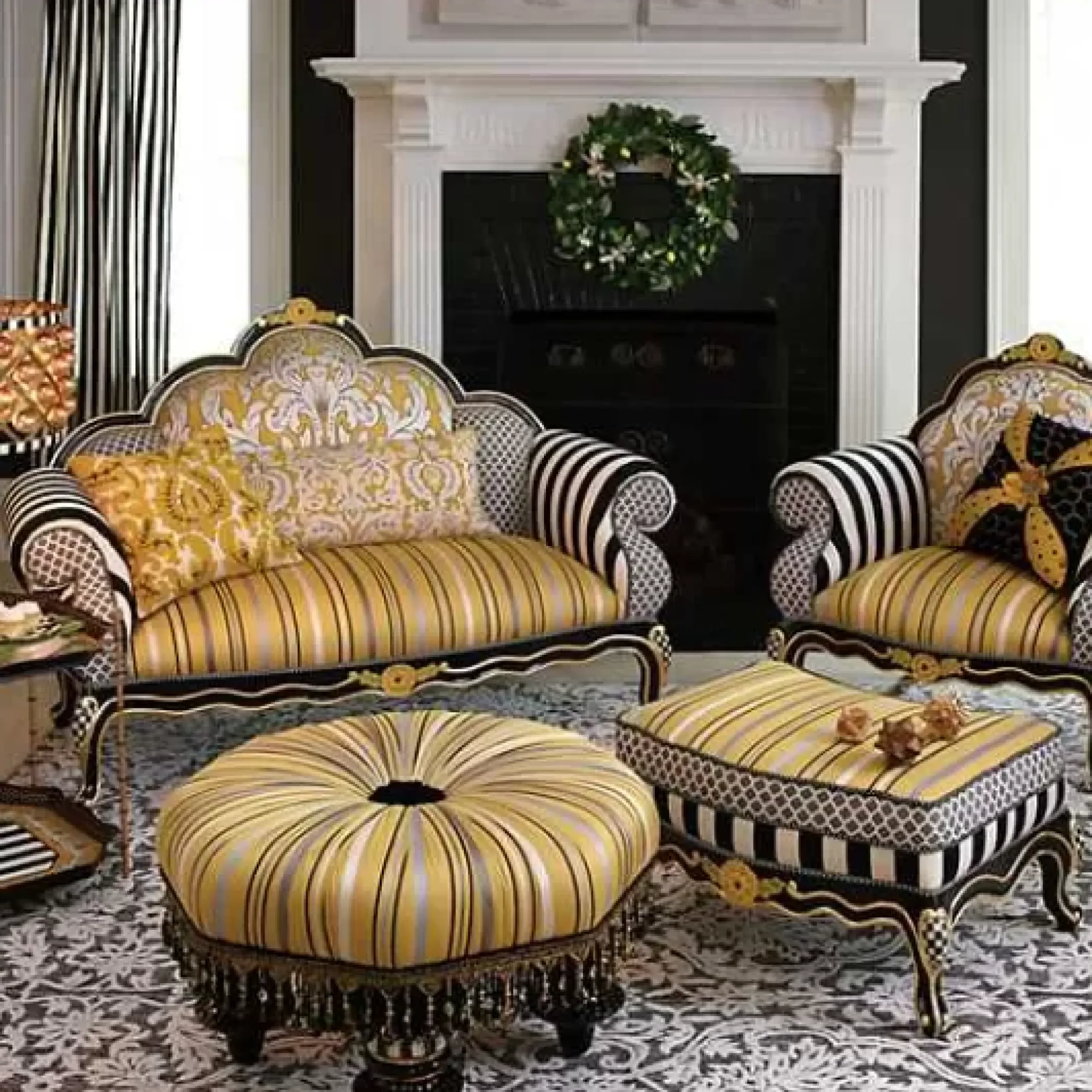 MacKenzie-Childs Queen Bee Loveseat< Living Room