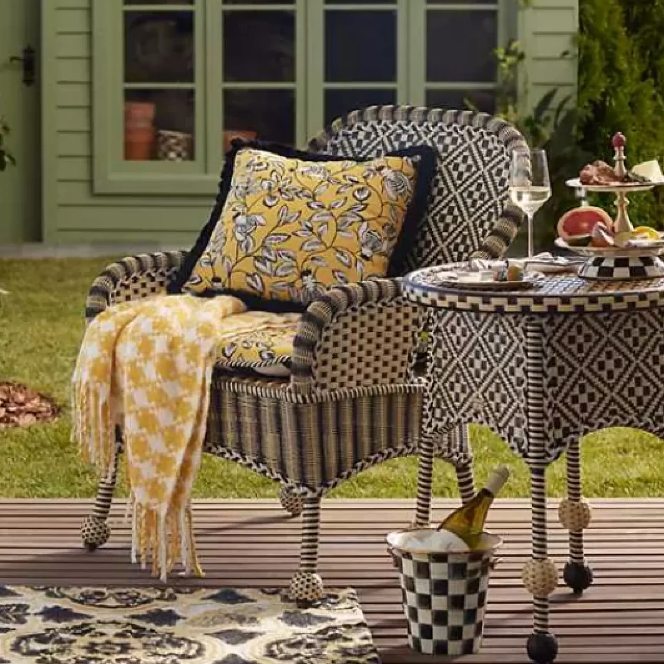 MacKenzie-Childs Queen Bee Outdoor Throw Pillow< Pillows, Throws, & Cushions|Outdoor