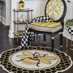 MacKenzie-Childs Queen Bee Rug 4' Round Rug< Rugs