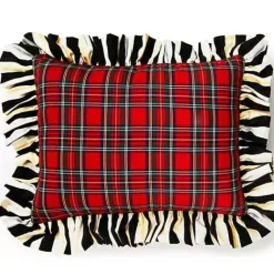 MacKenzie-Childs Red Tartan Stripe Ruffle Lumbar Pillow< Pillows, Throws, & Cushions