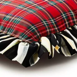 MacKenzie-Childs Red Tartan  Stripe Ruffle Lumbar Pillow< Pillows, Throws, & Cushions