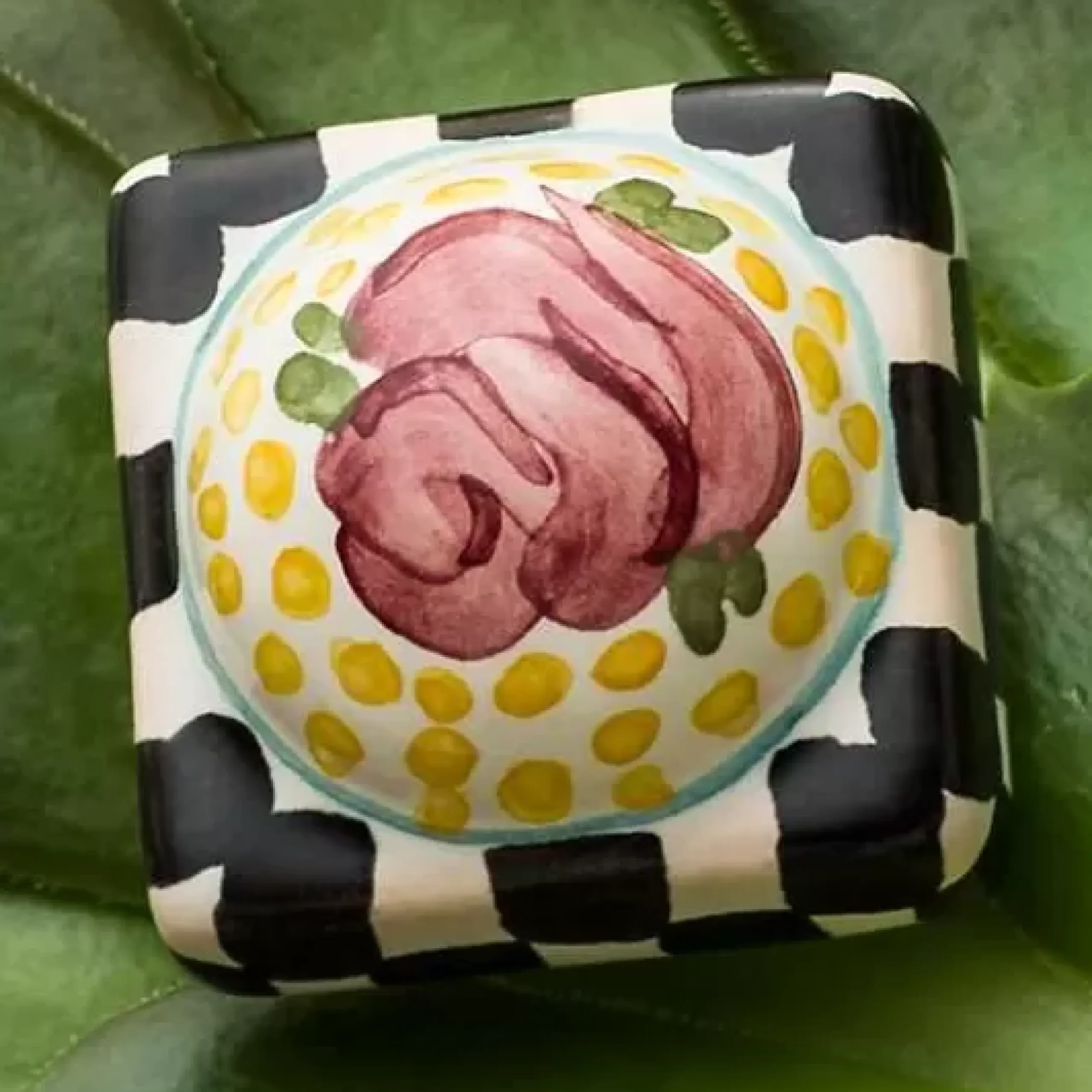 MacKenzie-Childs Rose Petit Four Square Knob< Finishing Touches