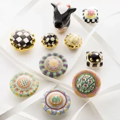 MacKenzie-Childs Rose Petit Four Square Knob< Finishing Touches
