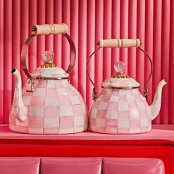 MacKenzie-Childs Rosy Check 3 Quart Tea Kettle< Easter|Spring
