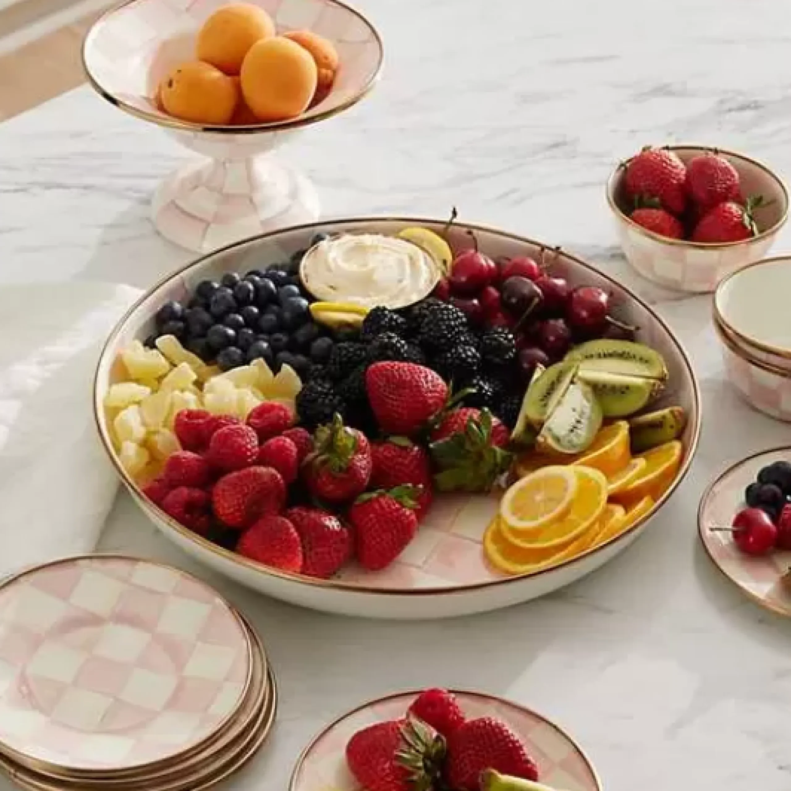 MacKenzie-Childs Rosy Check Abundant Bowl< Fall Entertaining|Serveware