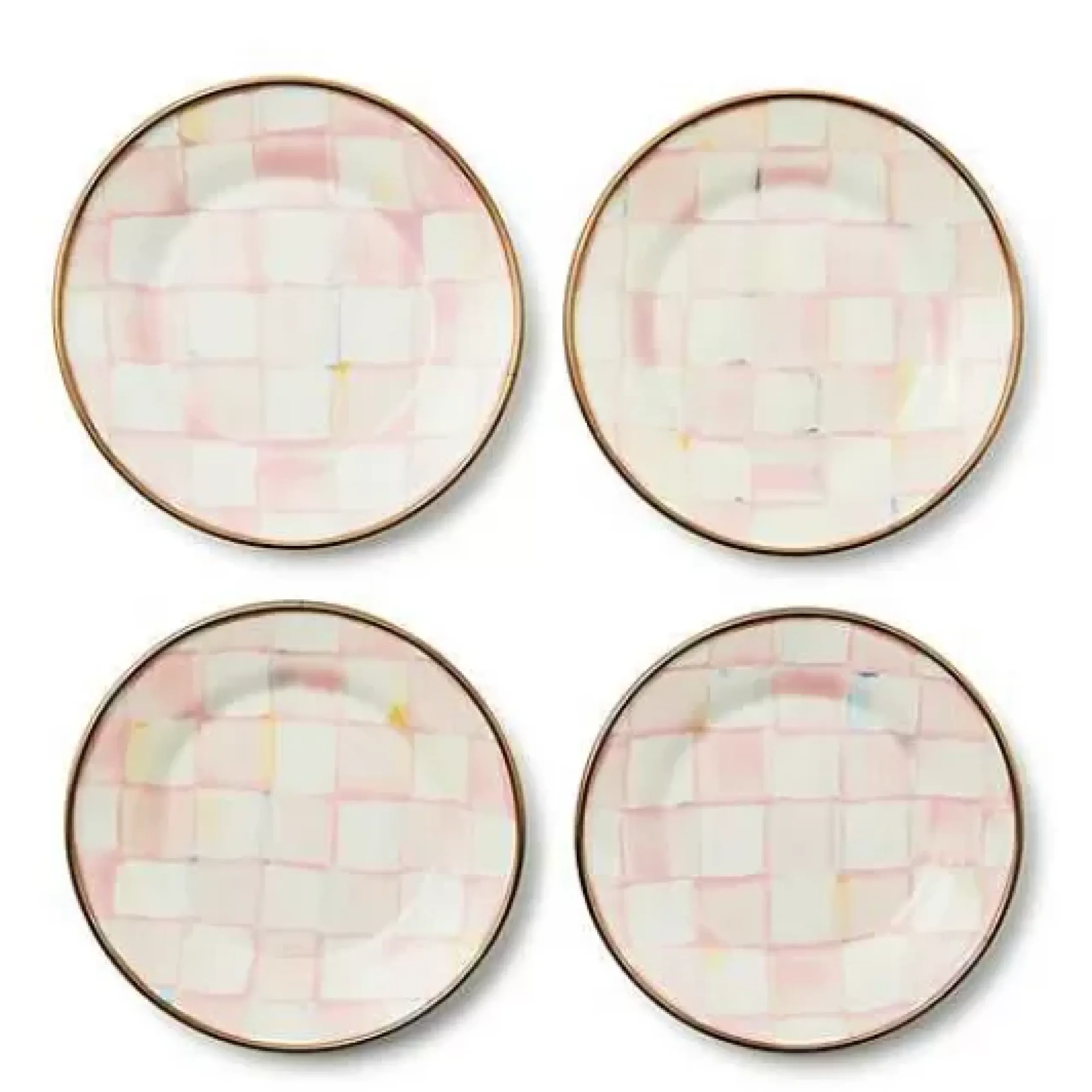 MacKenzie-Childs Rosy Check Appetizer Plates, Set of 4< Kitchen & Dining Sets|Fall Entertaining