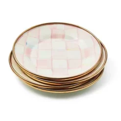MacKenzie-Childs Rosy Check Appetizer Plates, Set of 4< Kitchen & Dining Sets|Fall Entertaining