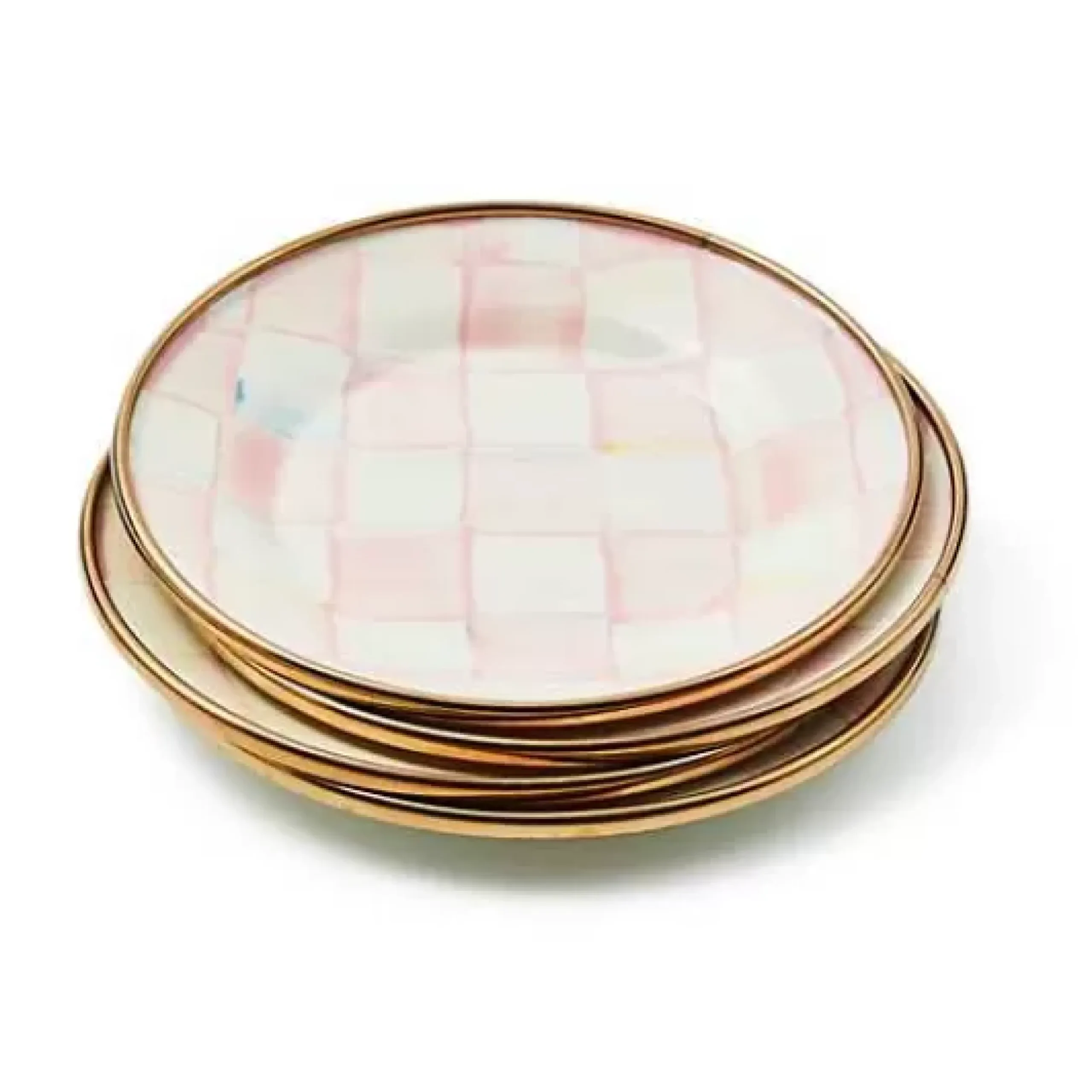 MacKenzie-Childs Rosy Check Appetizer Plates, Set of 4< Kitchen & Dining Sets|Fall Entertaining