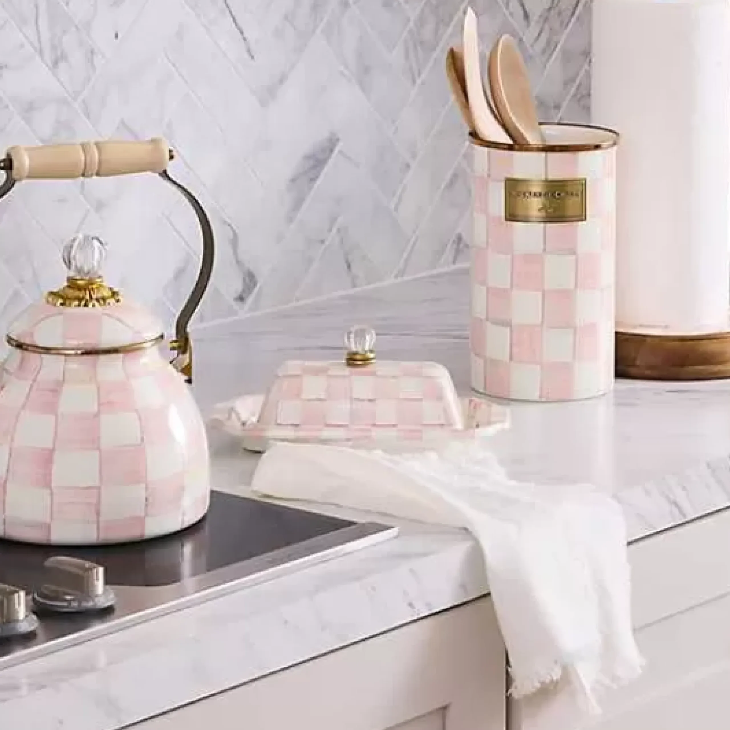 MacKenzie-Childs Rosy Check Butter Box< Fall Entertaining|Serveware