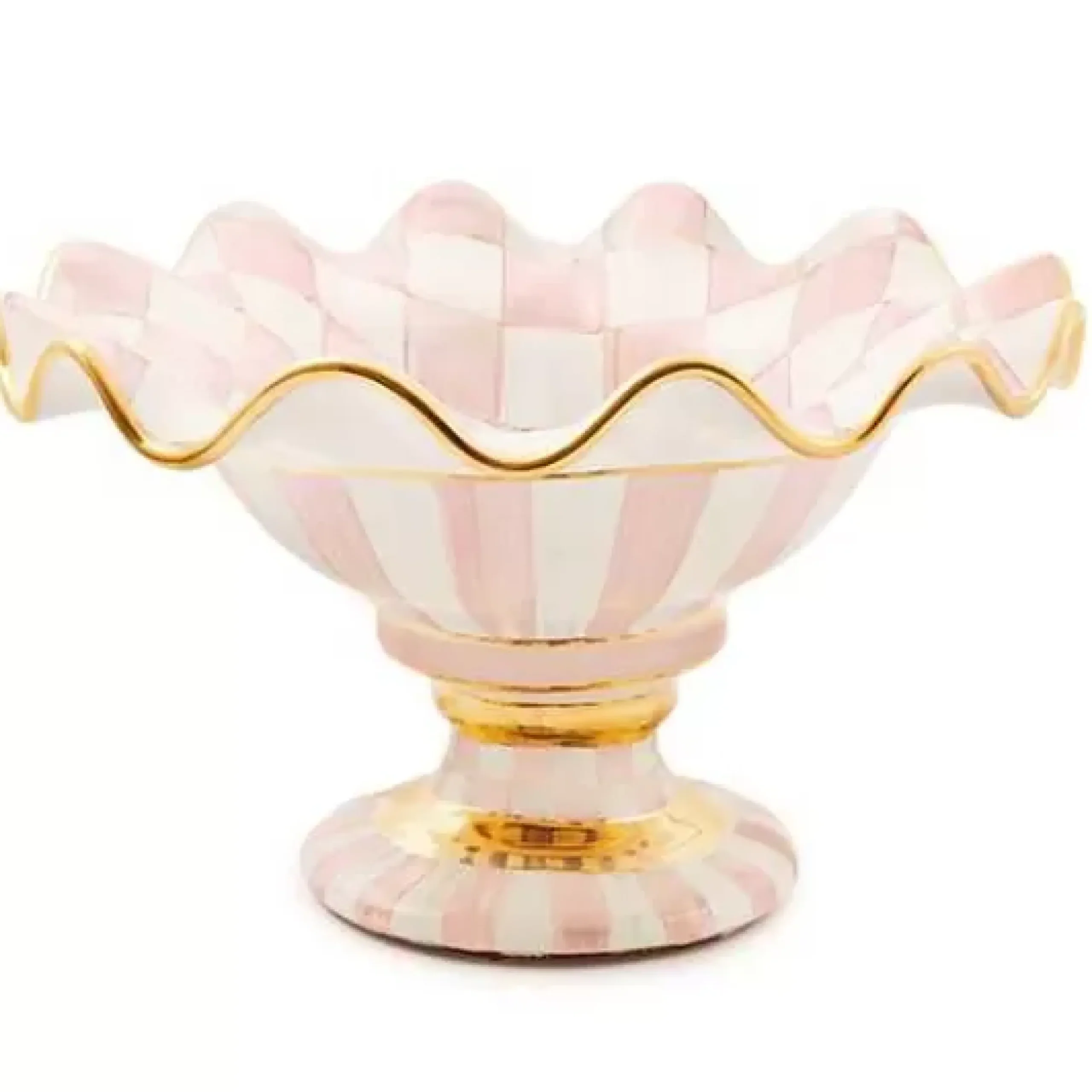 MacKenzie-Childs Rosy Check Ceramic Compote< Fall Entertaining|Serveware