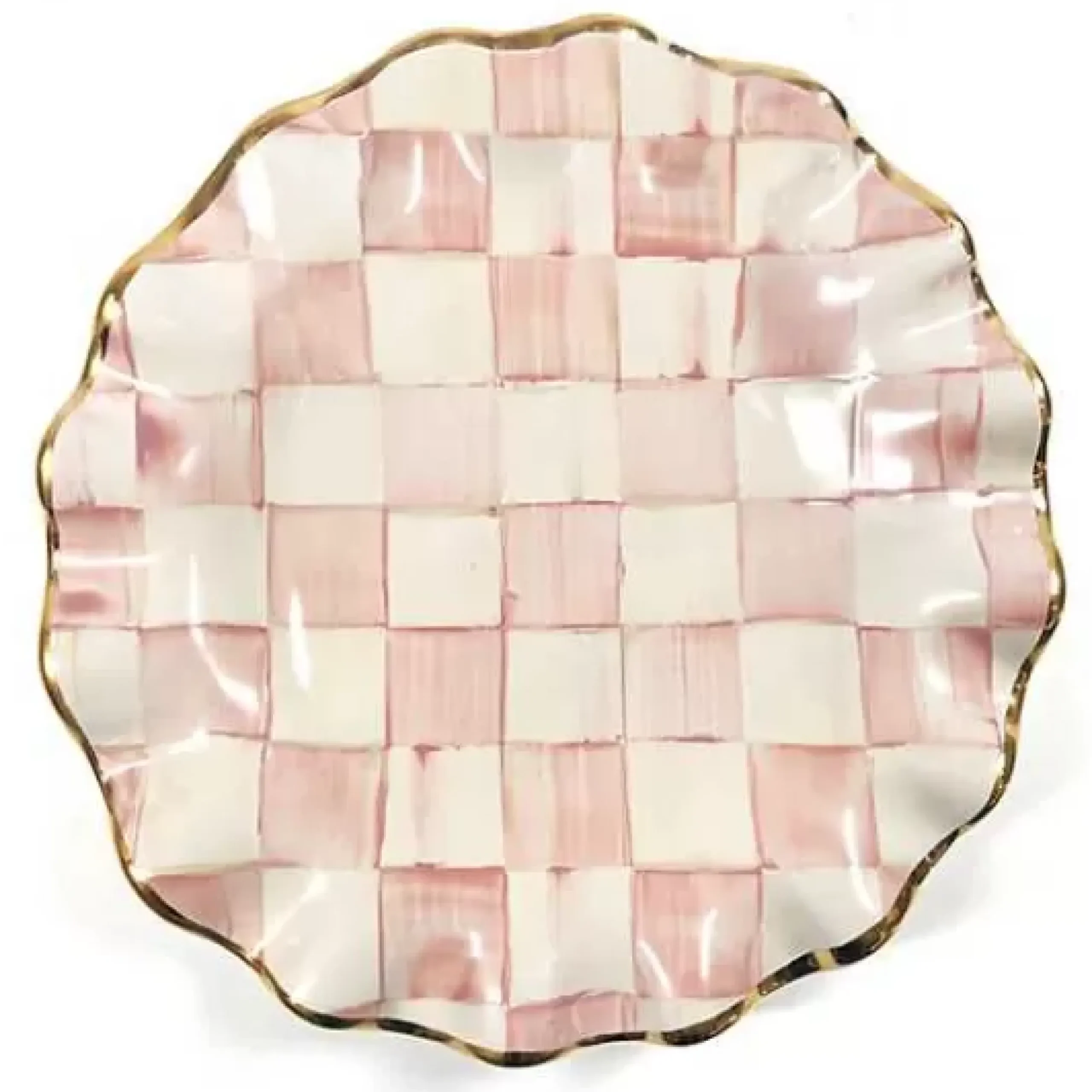 MacKenzie-Childs Rosy Check Ceramic Fluted Dessert Plate< Fall Entertaining|Dinnerware & Flatware