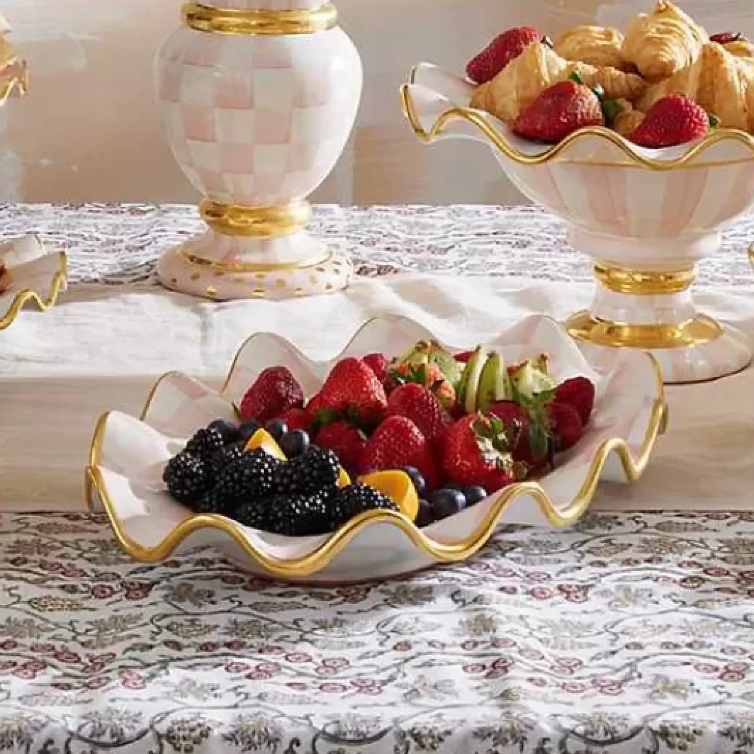 MacKenzie-Childs Rosy Check Ceramic Serving Platter< Fall Entertaining|Serveware