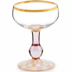 MacKenzie-Childs Rosy Check Coupe Glass< Easter|Spring