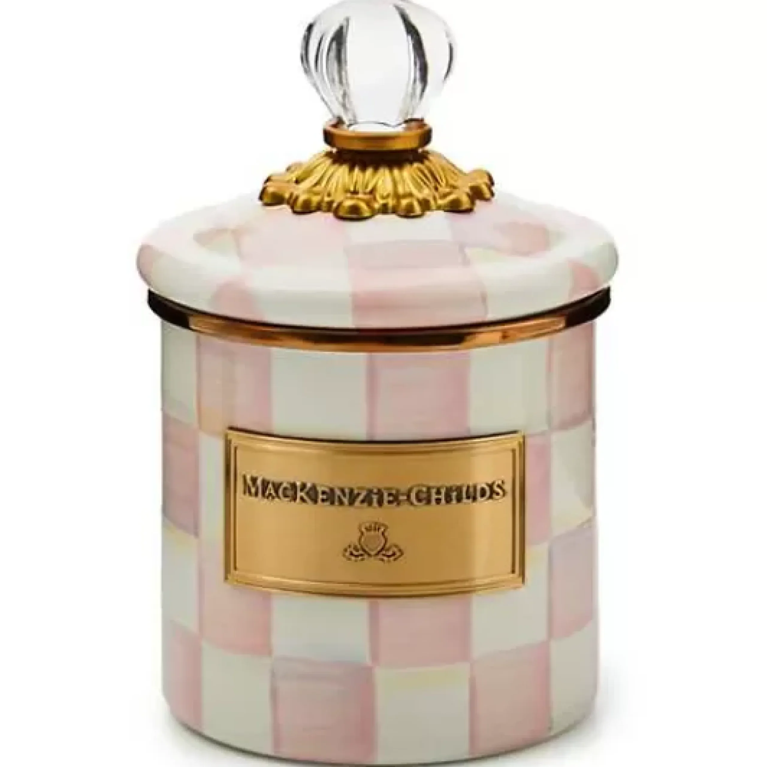 MacKenzie-Childs Rosy Check Demi Canister< Room Accents|Kitchen Storage & Organization