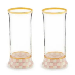 MacKenzie-Childs Rosy Check Highball Glass, Set of 2< Spring|Drinkware