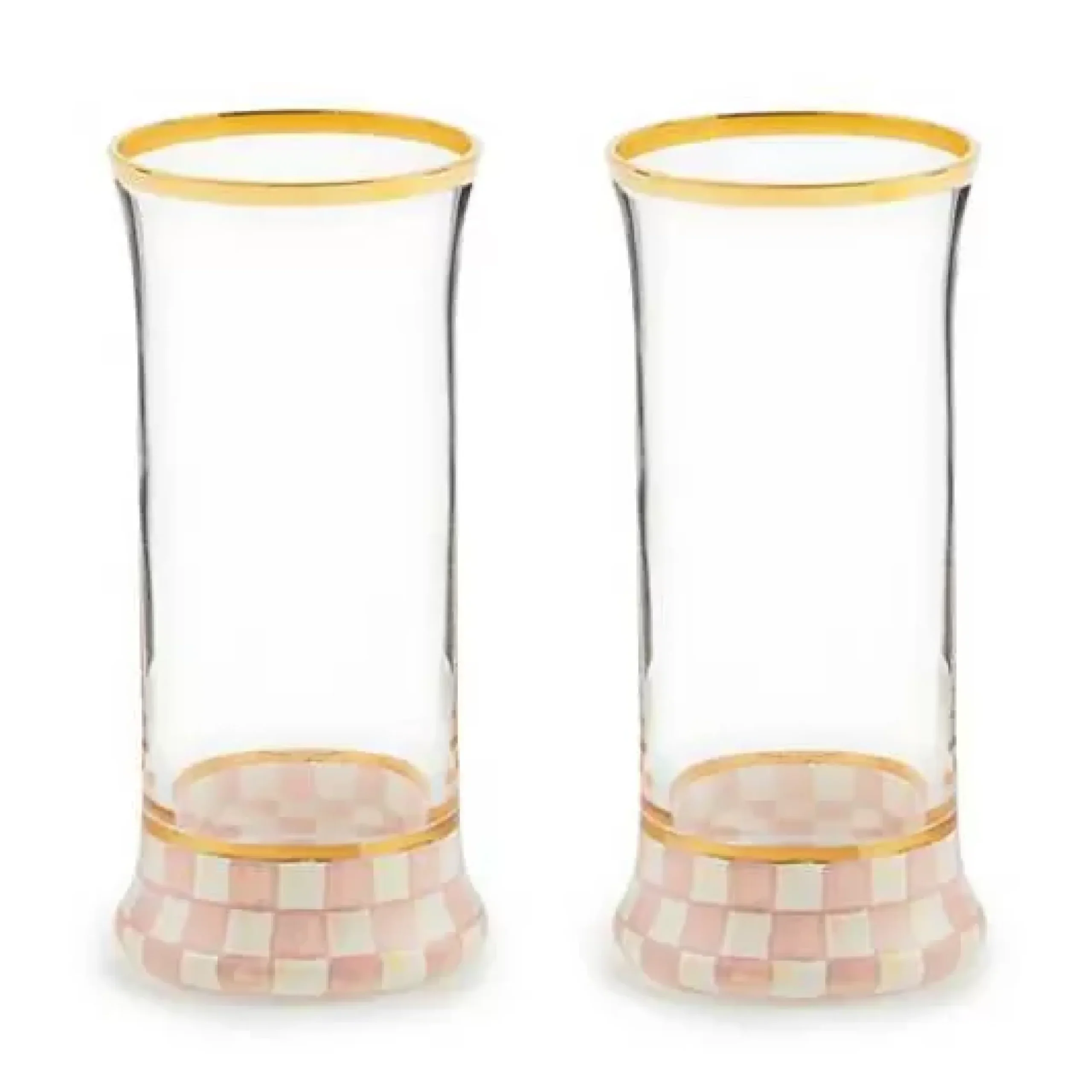 MacKenzie-Childs Rosy Check Highball Glass, Set of 2< Spring|Drinkware