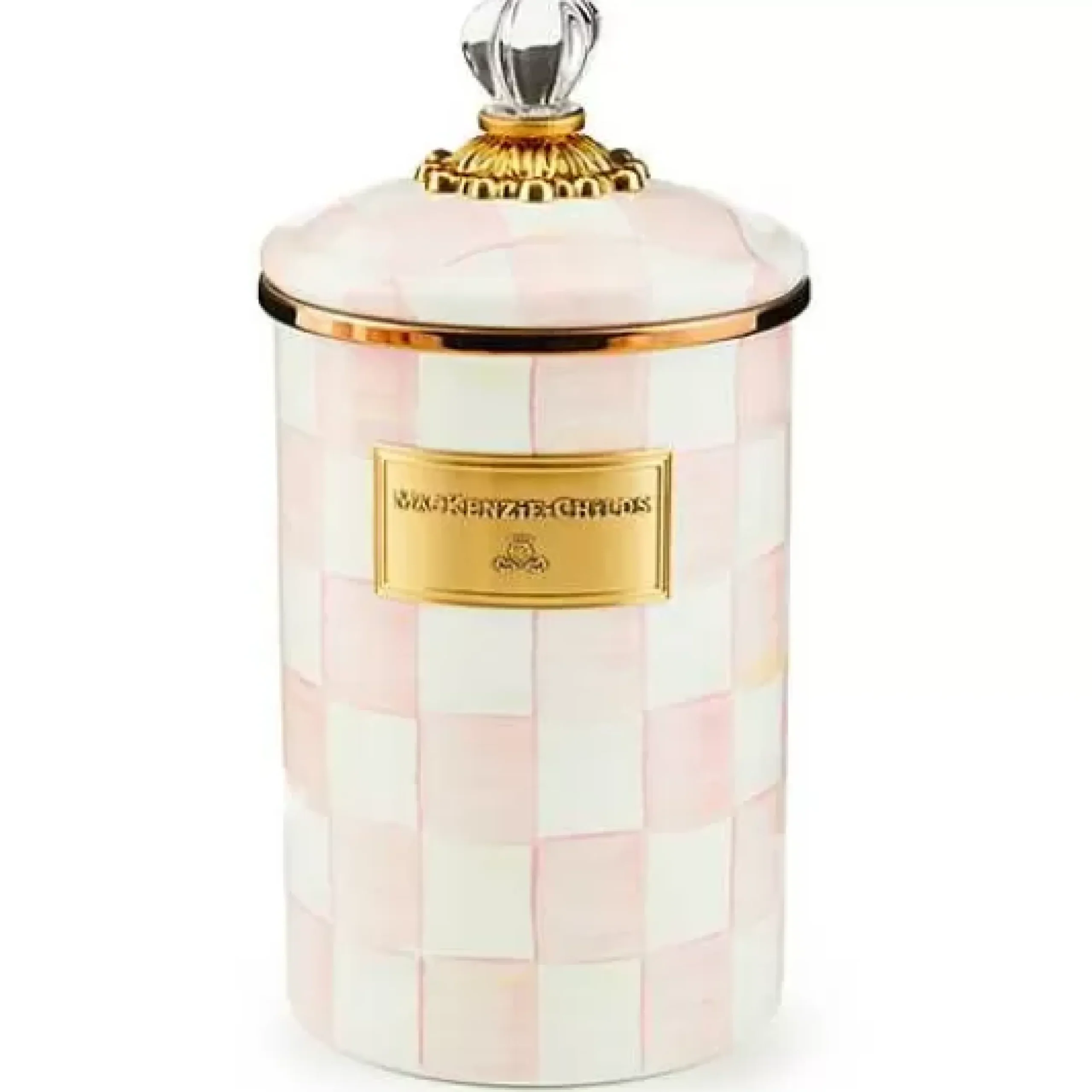 MacKenzie-Childs Rosy Check Large Canister< Spring|Room Accents