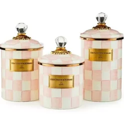 MacKenzie-Childs Rosy Check Large Canister< Spring|Room Accents