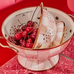 MacKenzie-Childs Rosy Check Large Colander< Spring|Kitchen Utensils & Tools