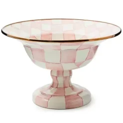 MacKenzie-Childs Rosy Check Large Compote< Fall Entertaining|Serveware