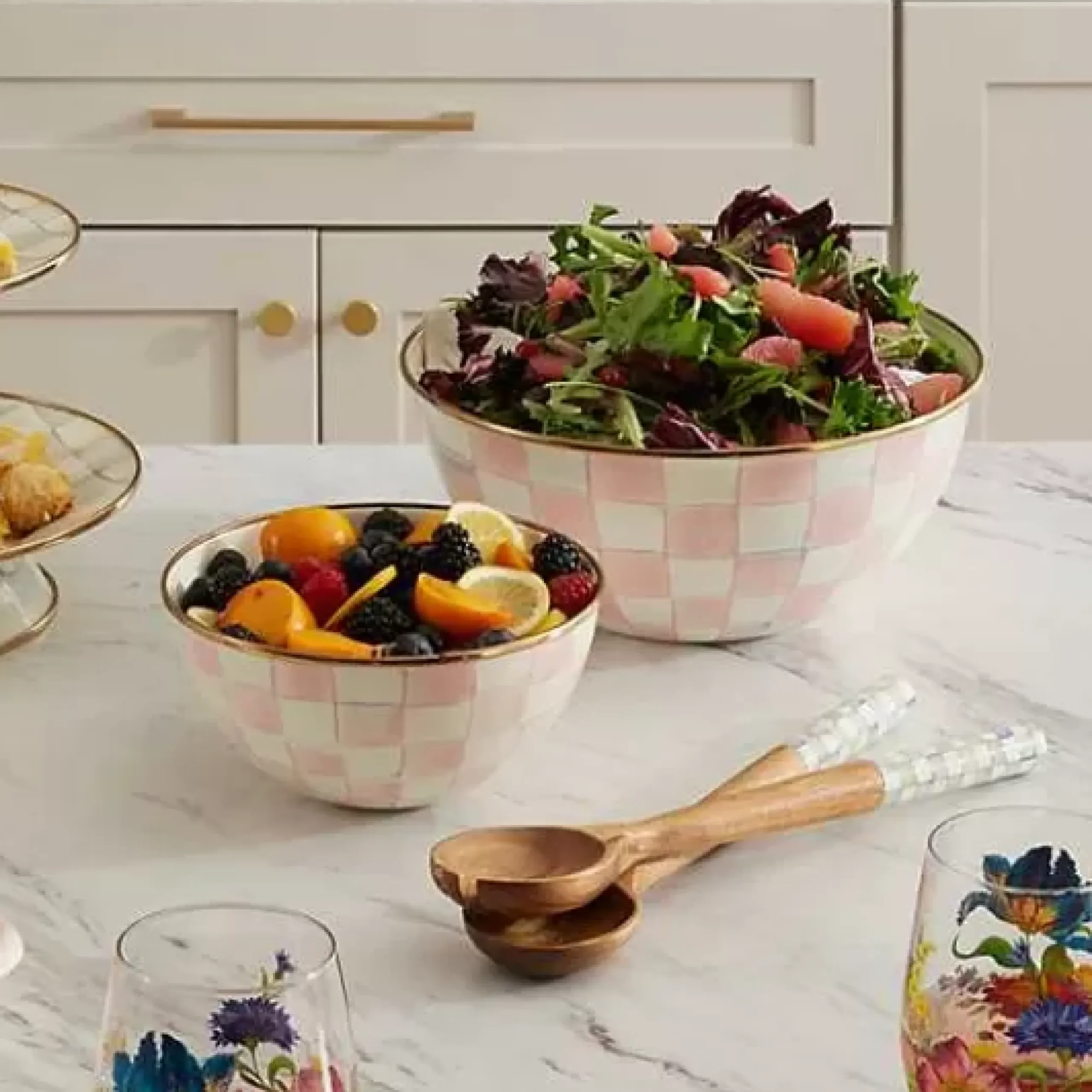 MacKenzie-Childs Rosy Check Large Everyday Bowl< Fall Entertaining|Serveware