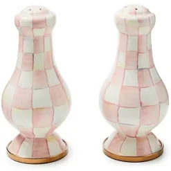 MacKenzie-Childs Rosy Check Large Salt Pepper Shakers< Fall Entertaining|Table Accessories