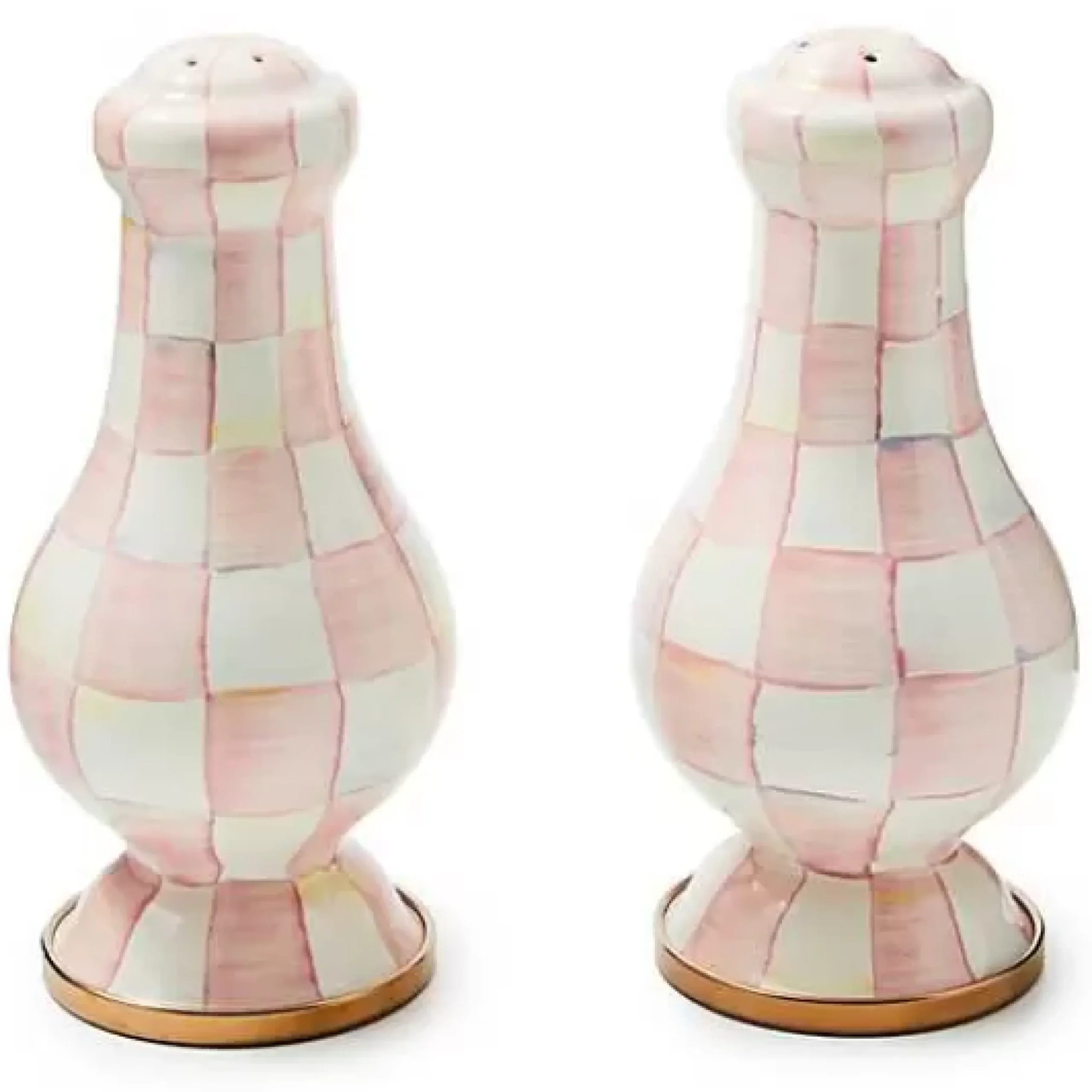 MacKenzie-Childs Rosy Check Large Salt Pepper Shakers< Fall Entertaining|Table Accessories
