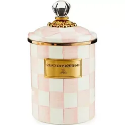 MacKenzie-Childs Rosy Check Medium Canister< Spring|Room Accents
