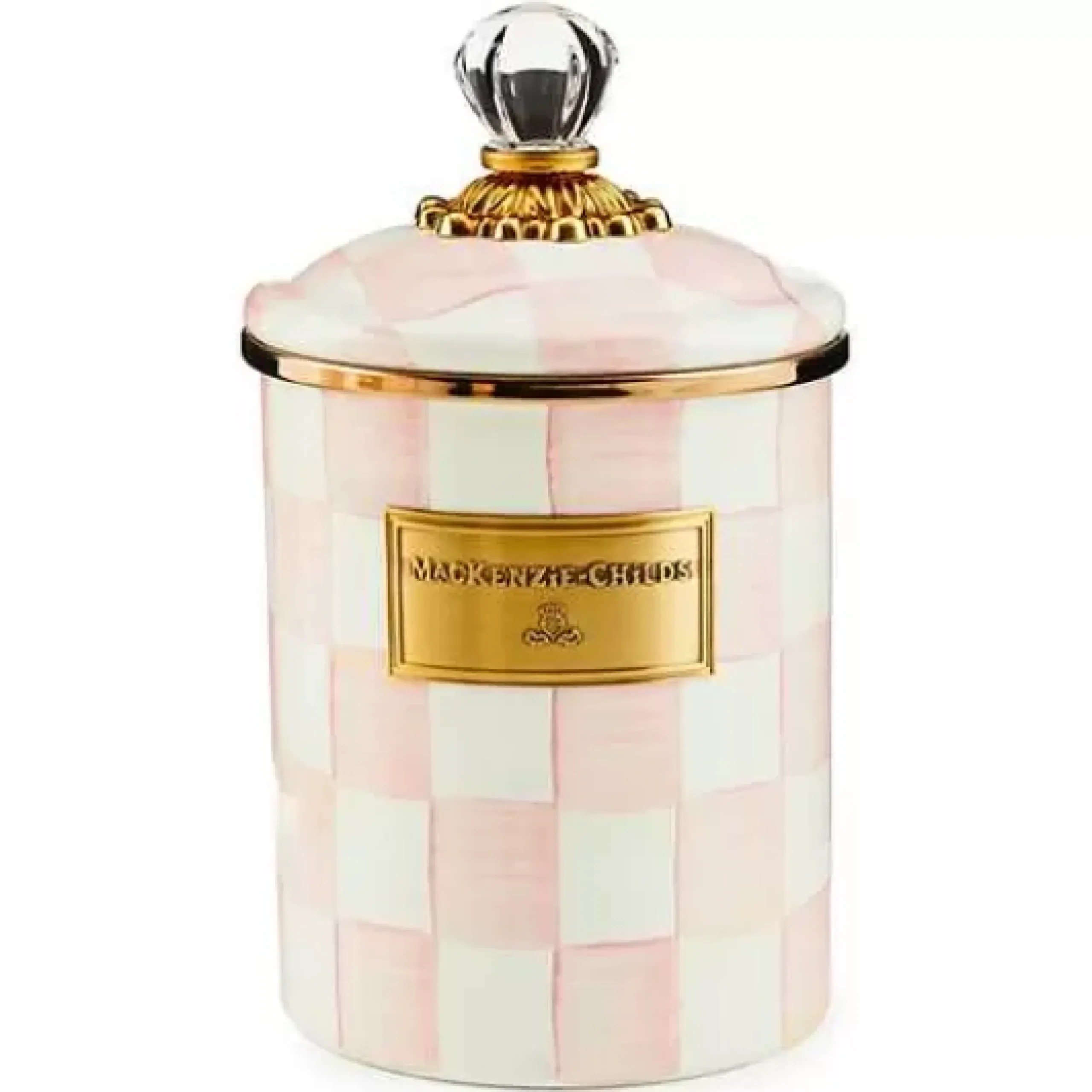 MacKenzie-Childs Rosy Check Medium Canister< Spring|Room Accents