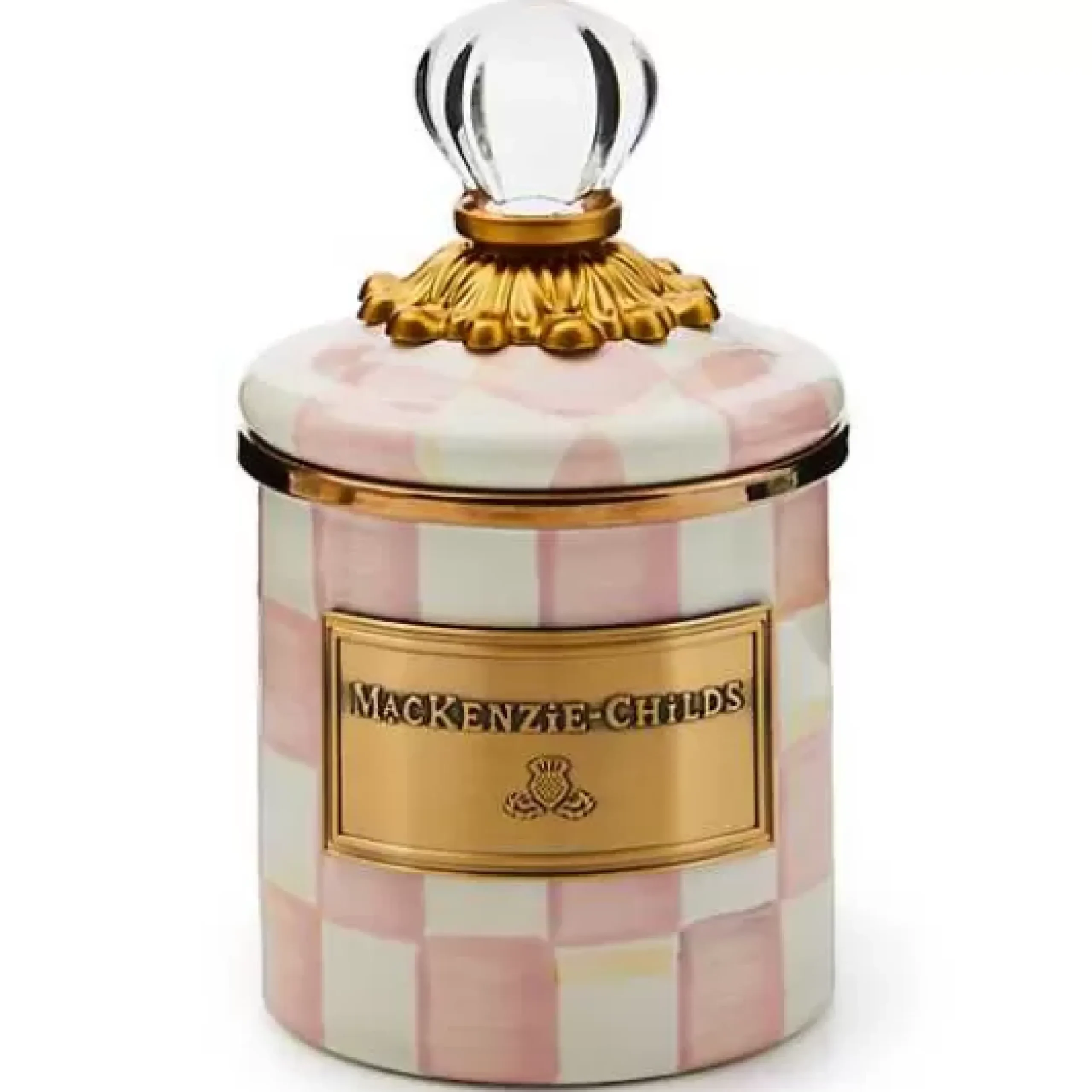 MacKenzie-Childs Rosy Check Mini Canister< Room Accents|Kitchen Storage & Organization