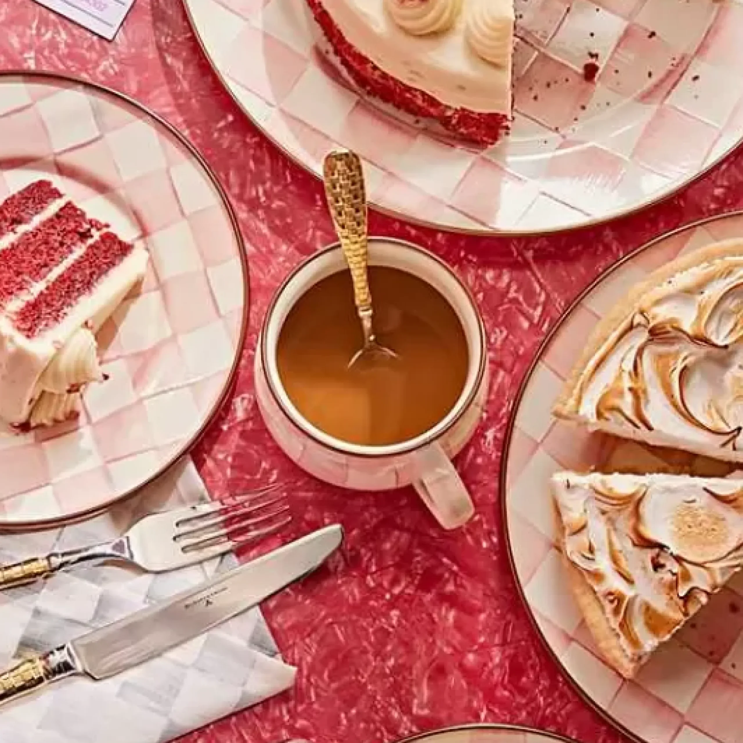 MacKenzie-Childs Rosy Check Mug< Spring|The Coffee Shop