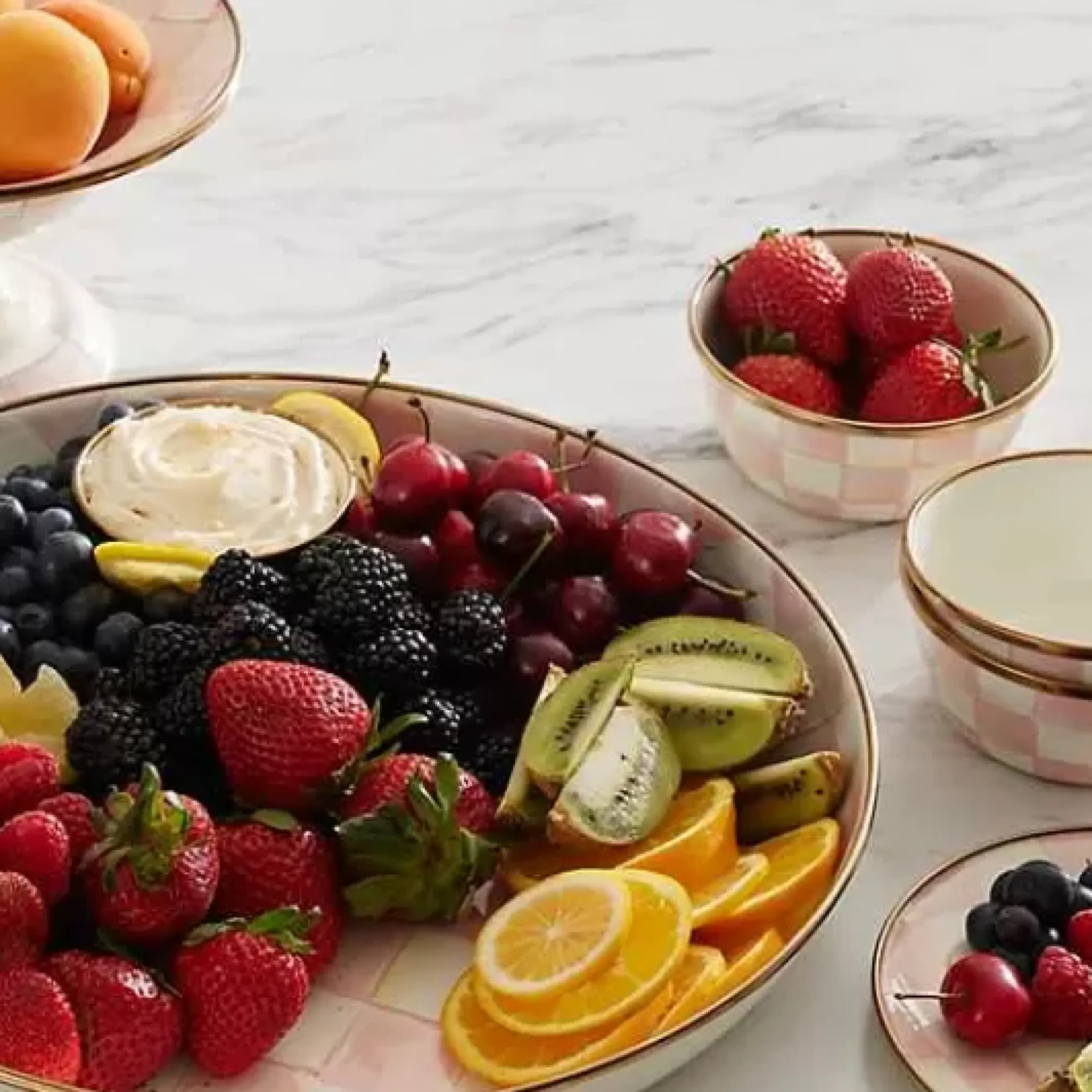 MacKenzie-Childs Rosy Check Pinch Bowl< Fall Entertaining|Serveware