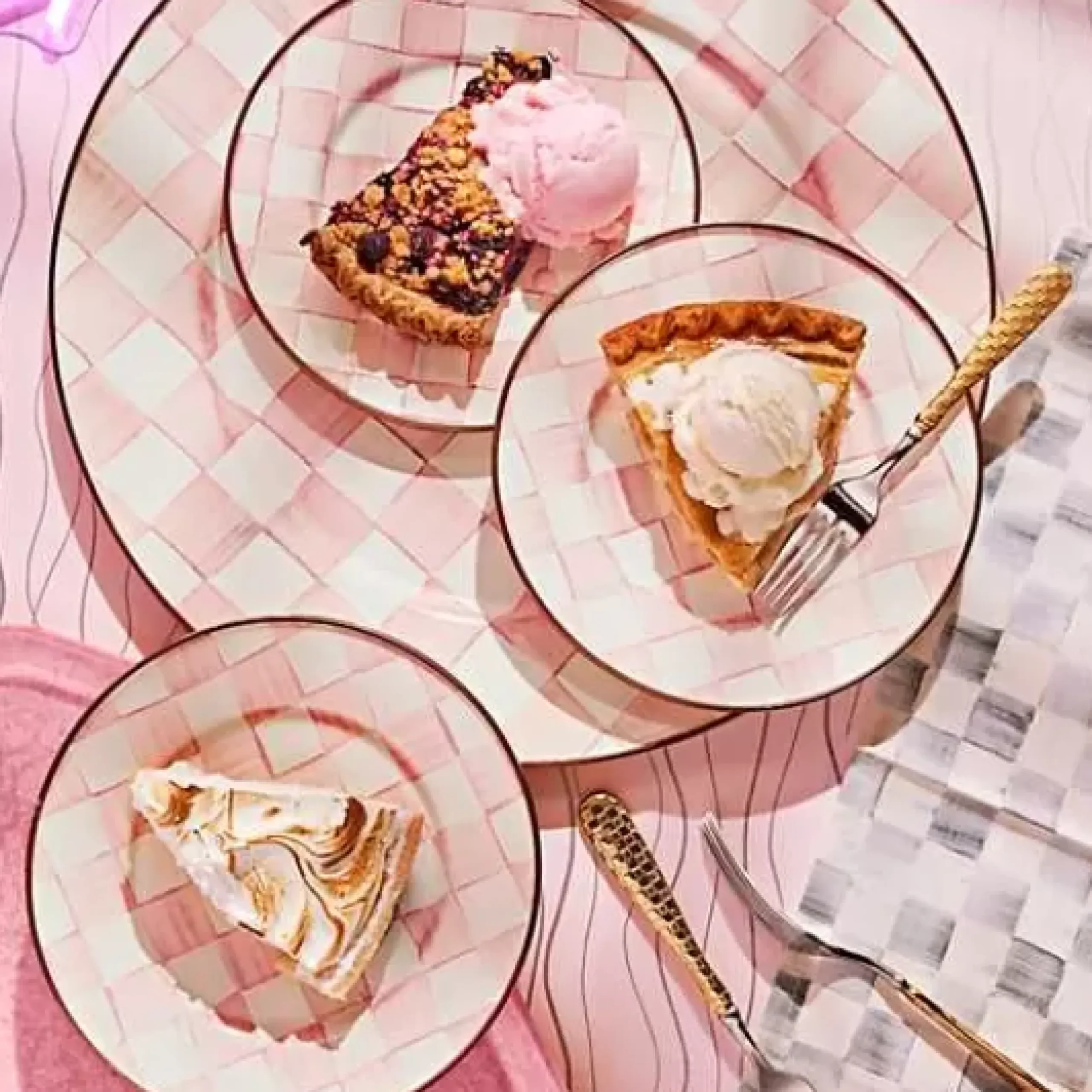 MacKenzie-Childs Rosy Check Salad/Dessert Plate< Easter|Spring