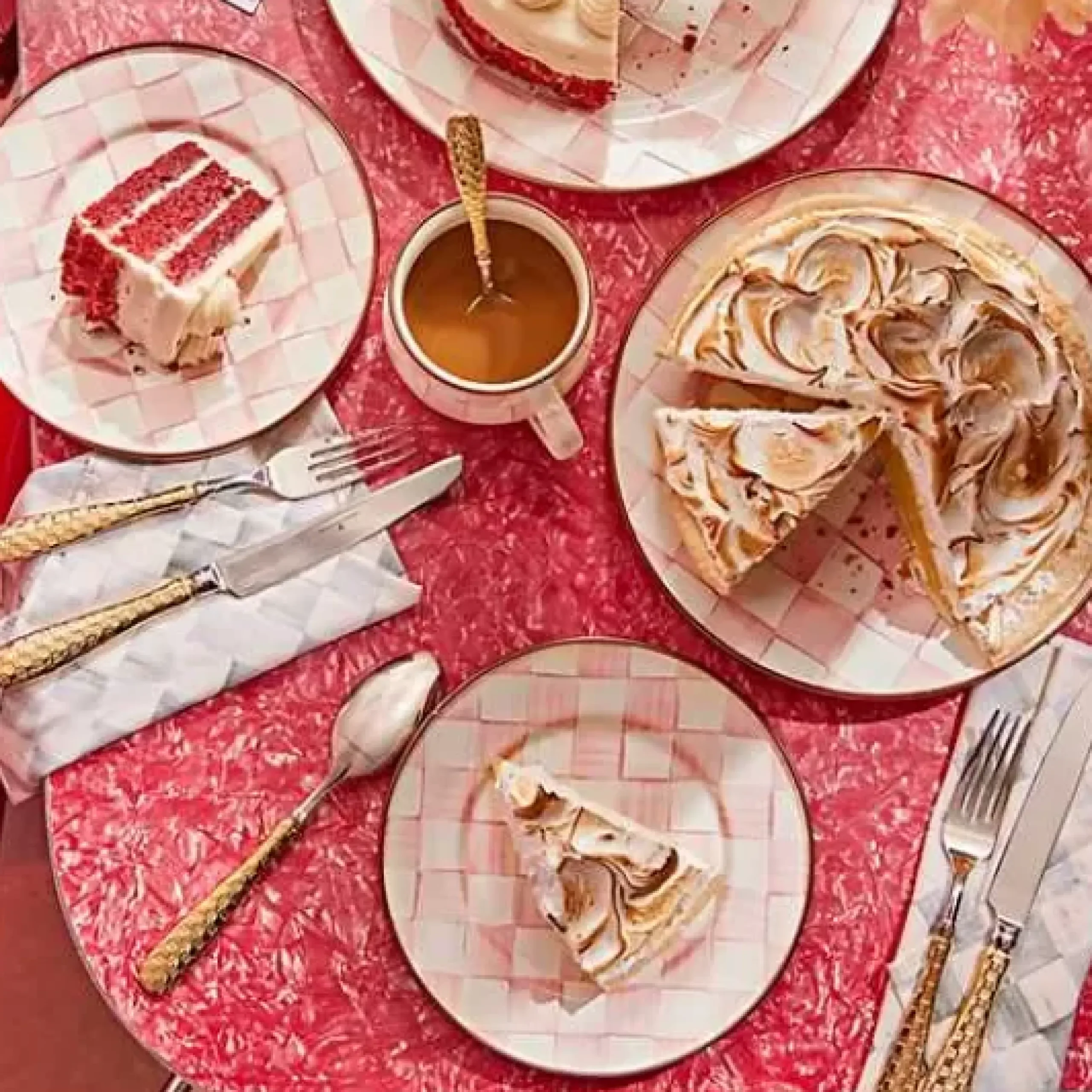 MacKenzie-Childs Rosy Check Salad/Dessert Plate< Easter|Spring