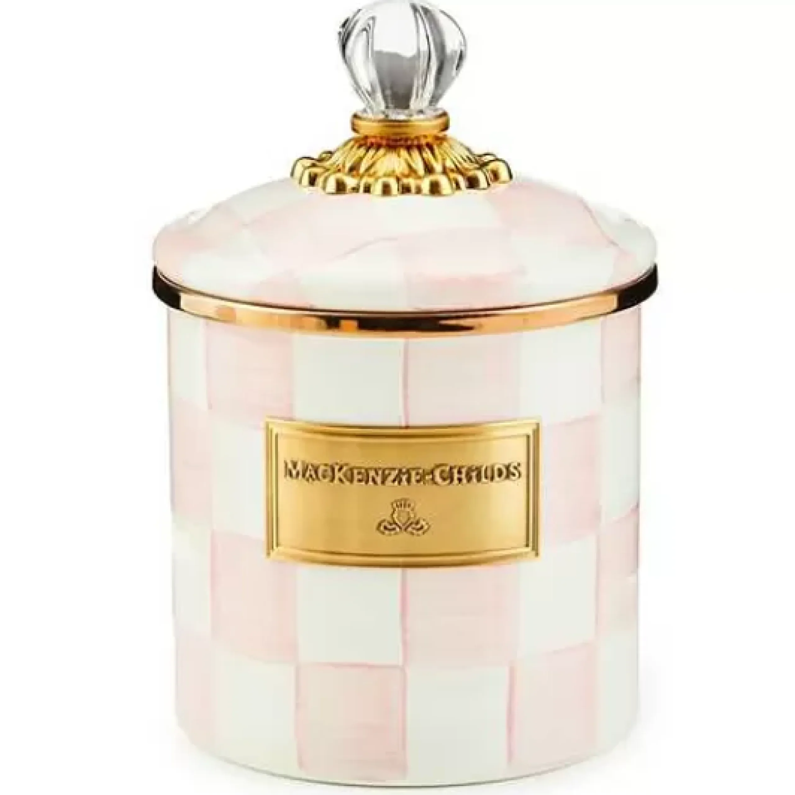 MacKenzie-Childs Rosy Check Small Canister< Spring|Room Accents