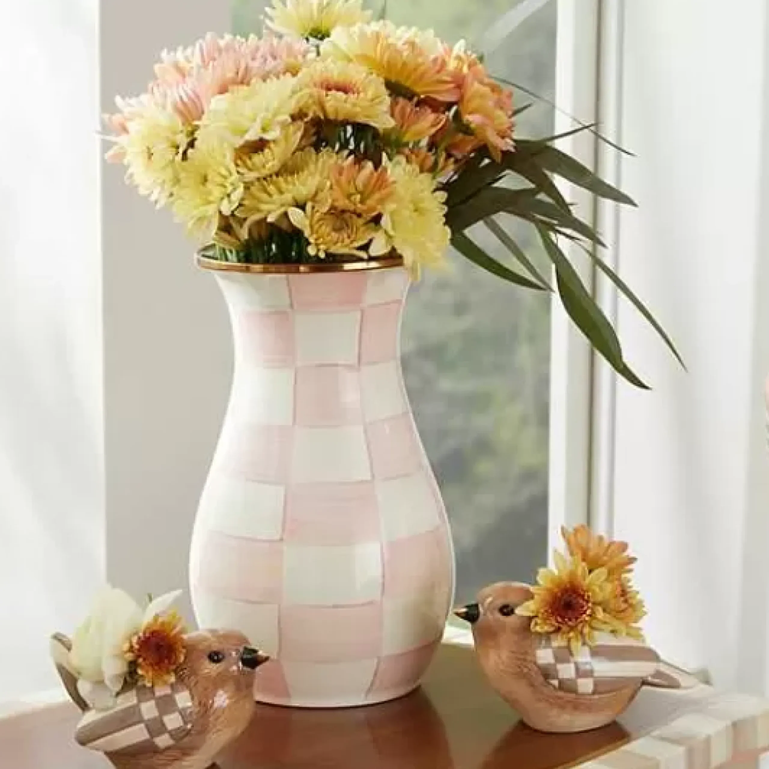 MacKenzie-Childs Rosy Check Tall Vase< Room Accents|Fall Entertaining