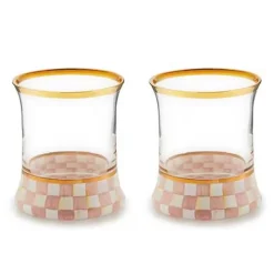 MacKenzie-Childs Rosy Check Tumbler Glass, Set of 2< Spring|Drinkware