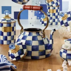 MacKenzie-Childs Royal Check 3 Quart Tea Kettle< Tea Kettles