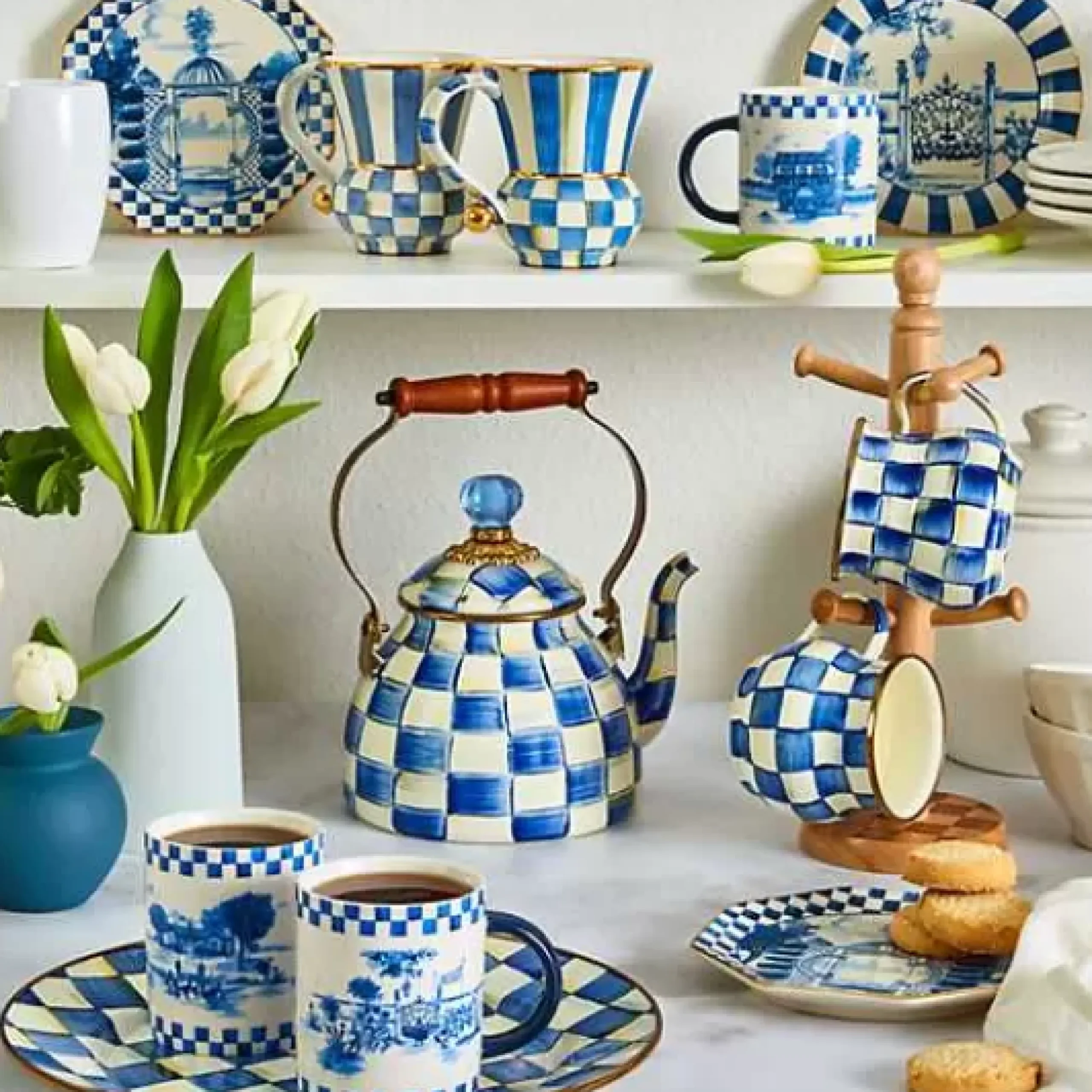 MacKenzie-Childs Royal Check 2 Quart Tea Kettle< The Coffee Shop|Tea Kettles