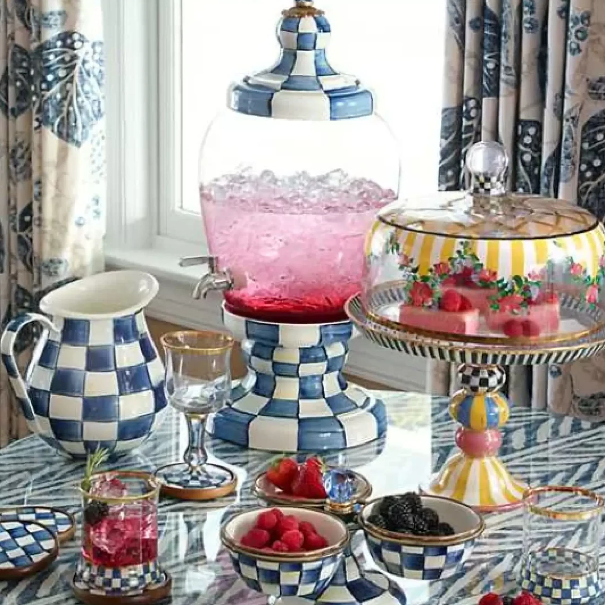 MacKenzie-Childs Royal Check Beverage Hostess< Drinkware|Bar Entertaining