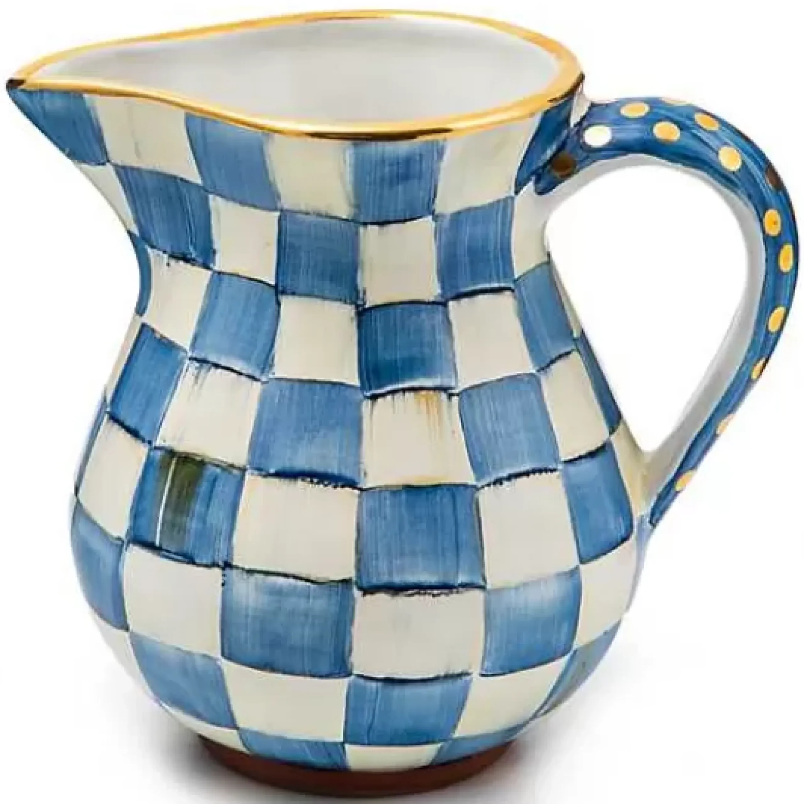 MacKenzie-Childs Royal Check Ceramic Portly Pitcher< Bar Entertaining|Serveware