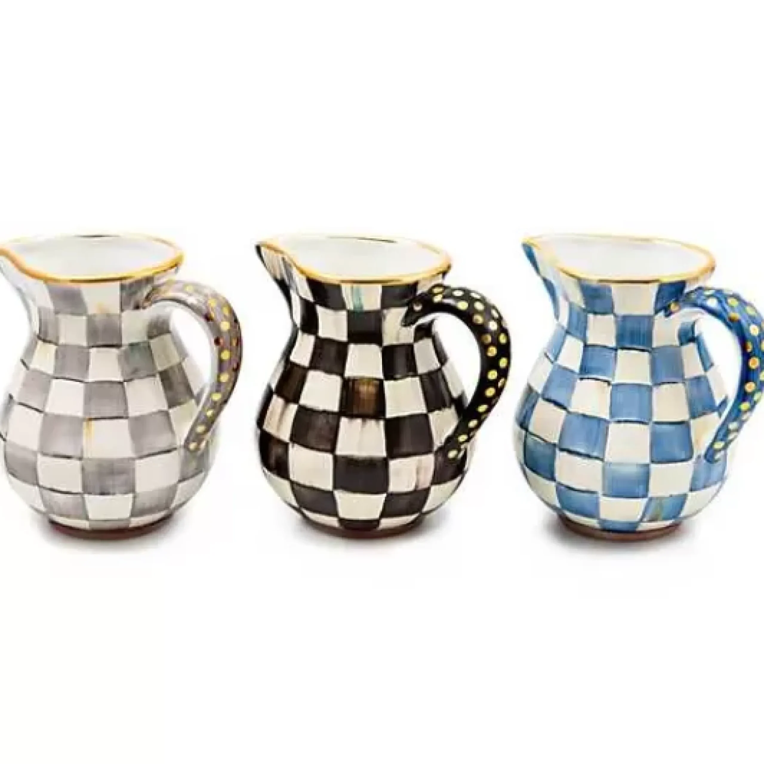 MacKenzie-Childs Royal Check Ceramic Portly Pitcher< Bar Entertaining|Serveware