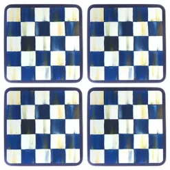 MacKenzie-Childs Royal Check Cork Back Coasters, Set of 4< Table Accessories|Kitchen & Table Linens