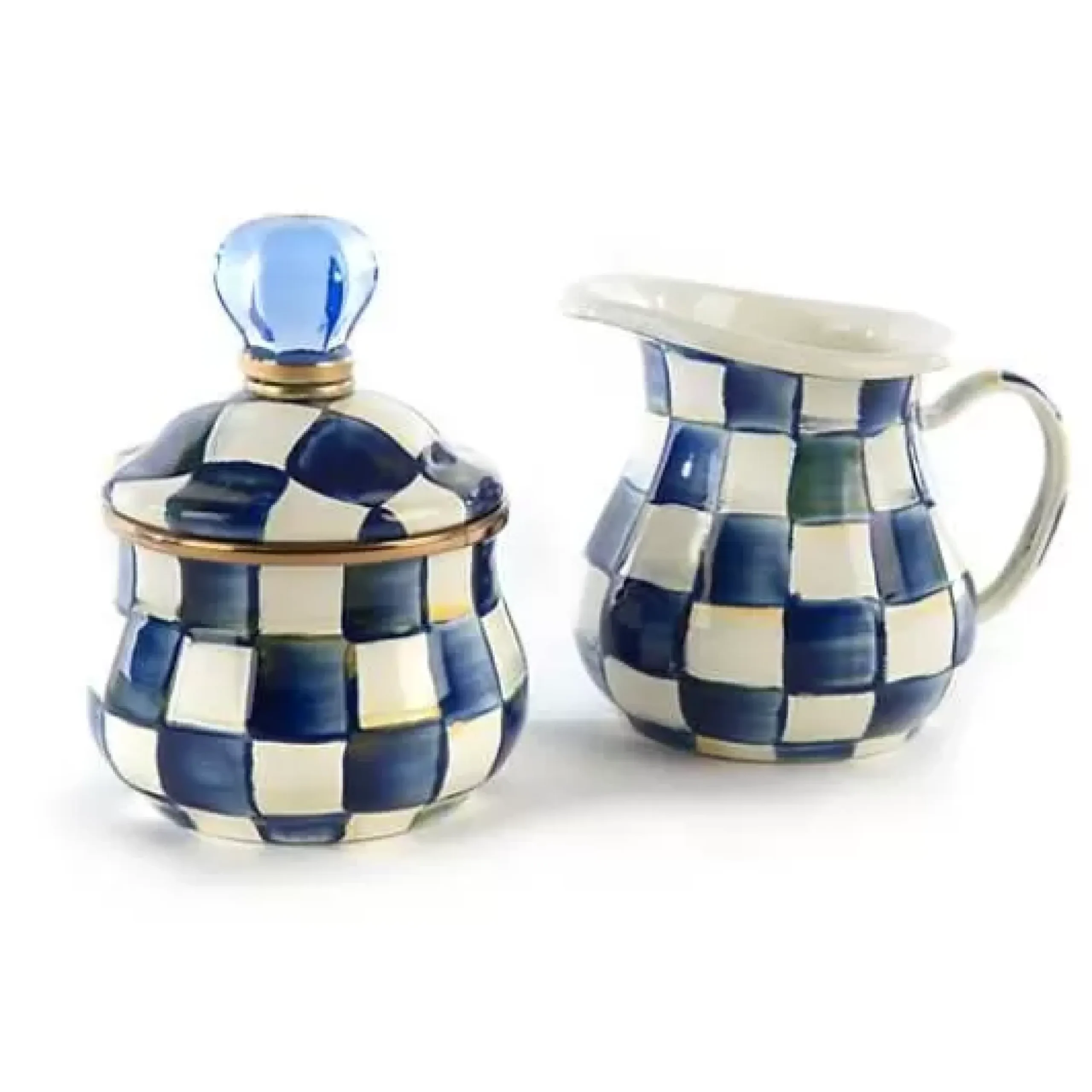 MacKenzie-Childs Royal Check Creamer Sugar Bowl Set< Kitchen & Dining Sets|The Coffee Shop
