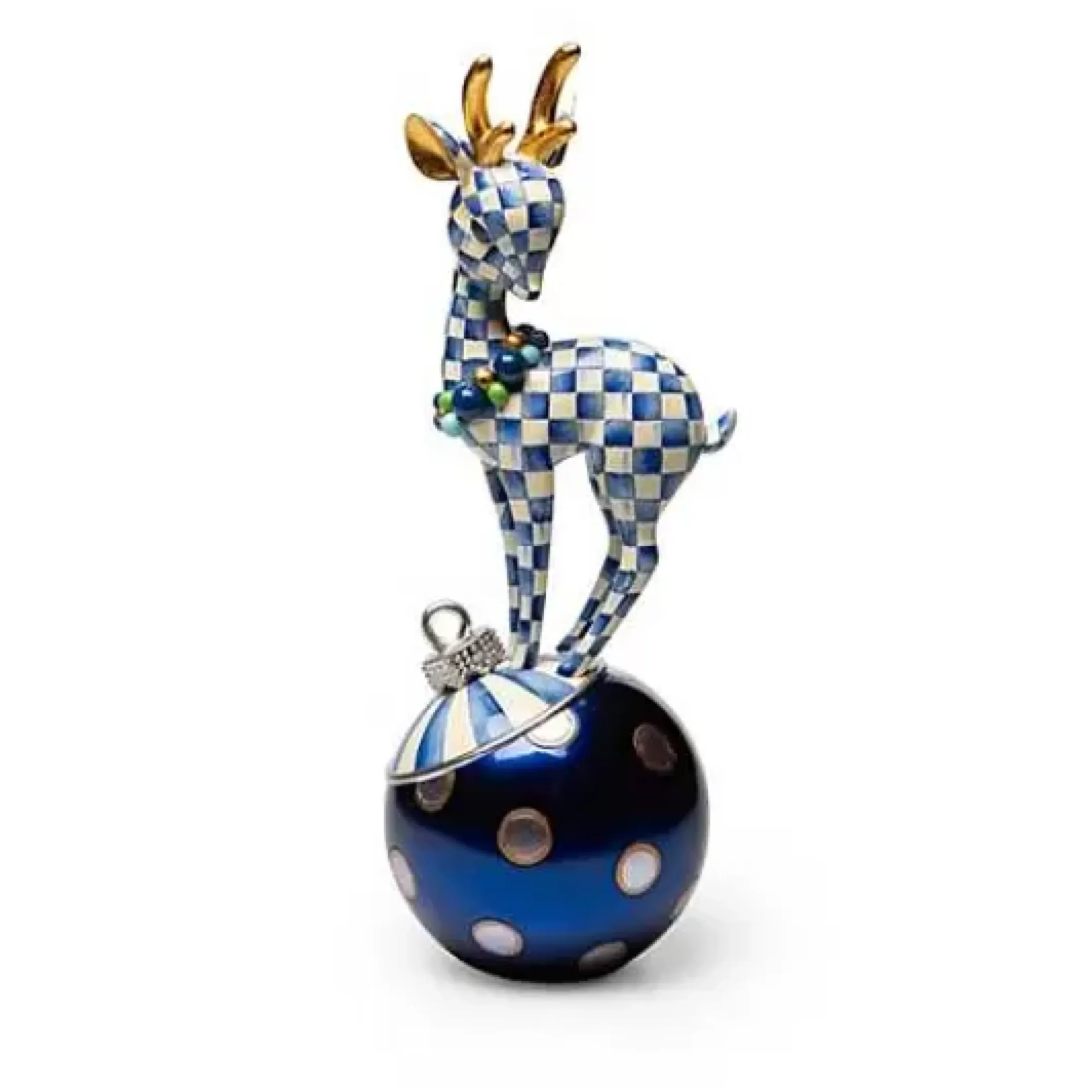 MacKenzie-Childs Royal Check Deary Deer on Ornament< Holiday