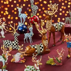 MacKenzie-Childs Royal Check Deary Deer on Ornament< Holiday