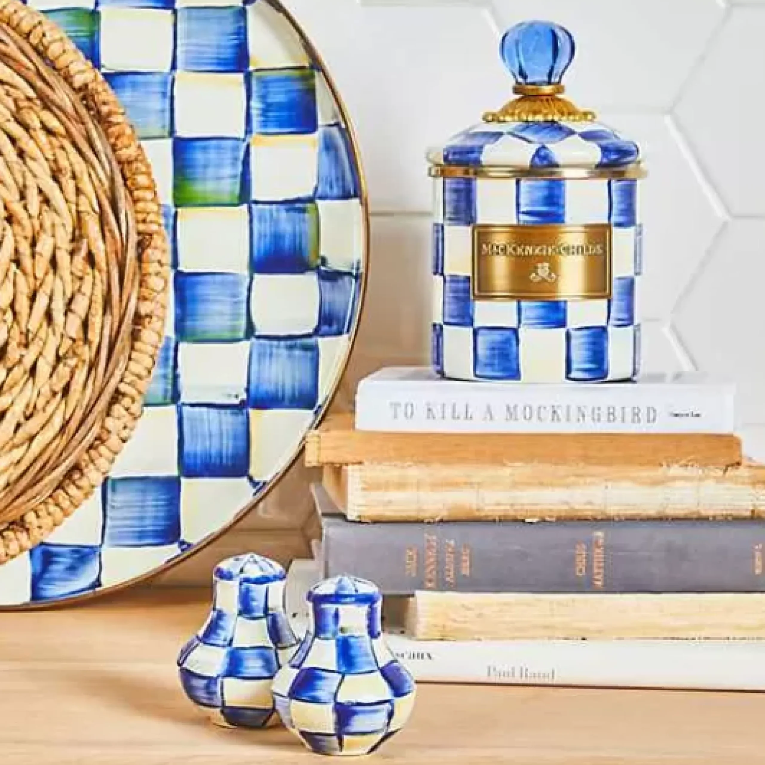 MacKenzie-Childs Royal Check Demi Canister< Room Accents|Kitchen Storage & Organization